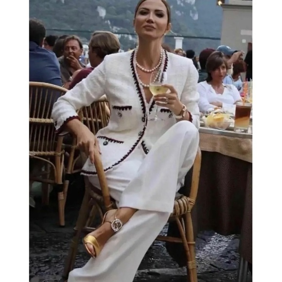 ZARA Tweed Boucle with Gem Blazer S - Picture 7 of 15